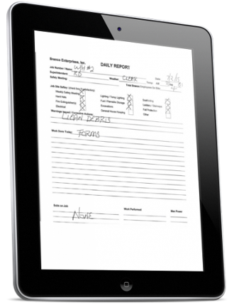 A mobile device showing construction document management system.