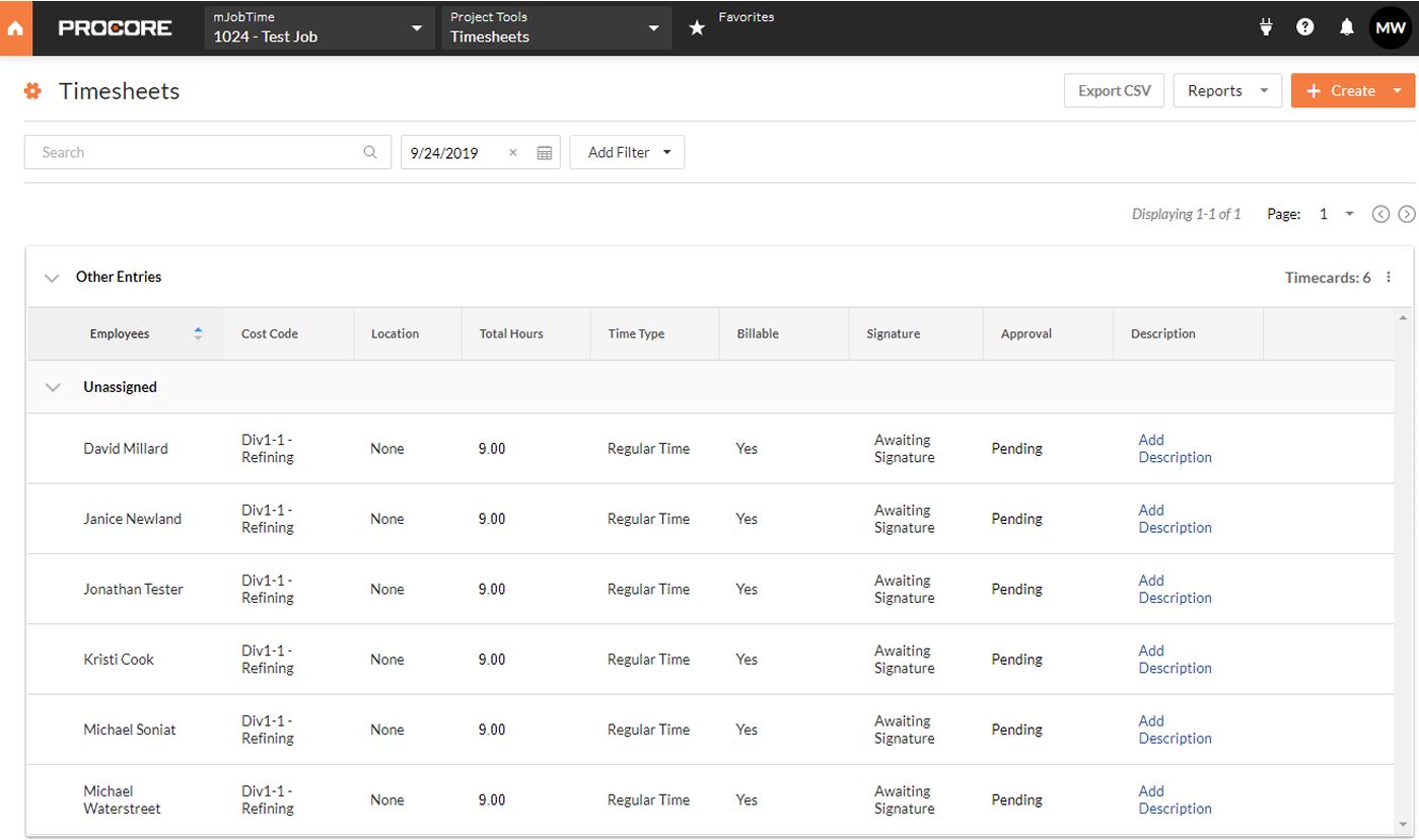 Procore Timesheets Integration