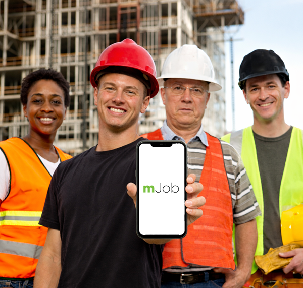 mJob construction team using mobile software
