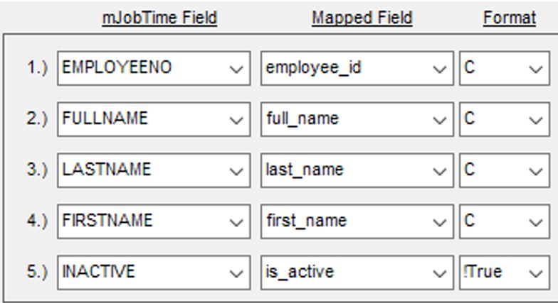 Procore Data Mapping Screen