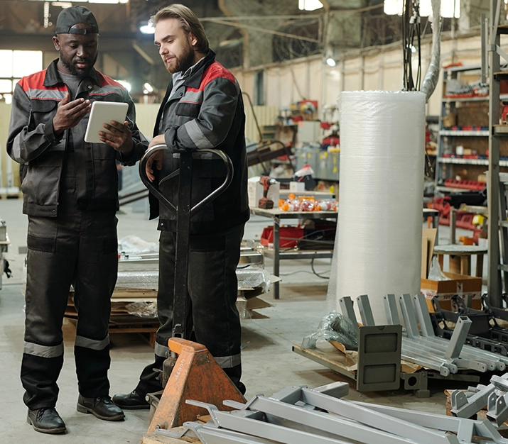 Workers doing material management using mJob